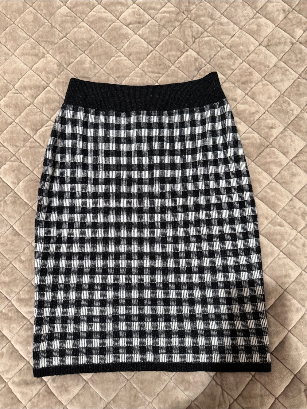 Bar III Black & White Gingham Pencil Skirt